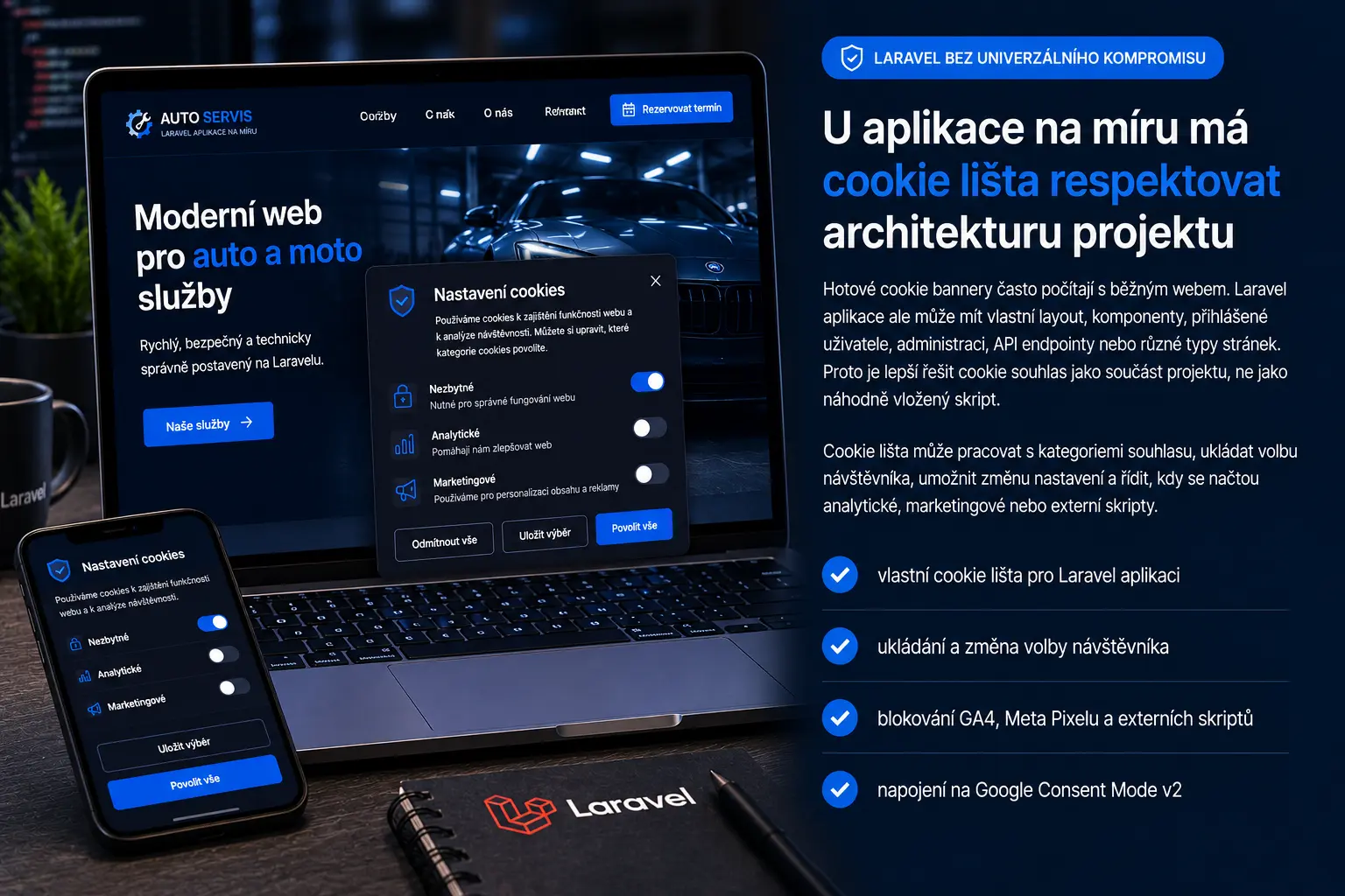 Cookie lišta pro Laravel