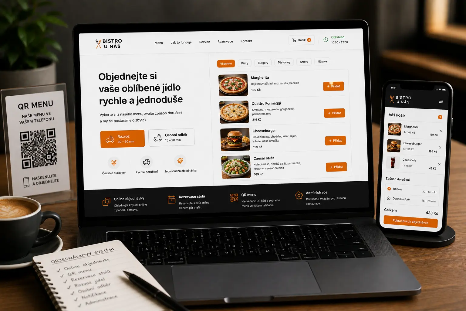 Ukázka objednávkového systému pro restaurace
