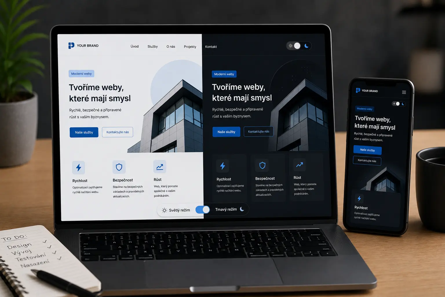 Heller und dunkler Modus für Websites