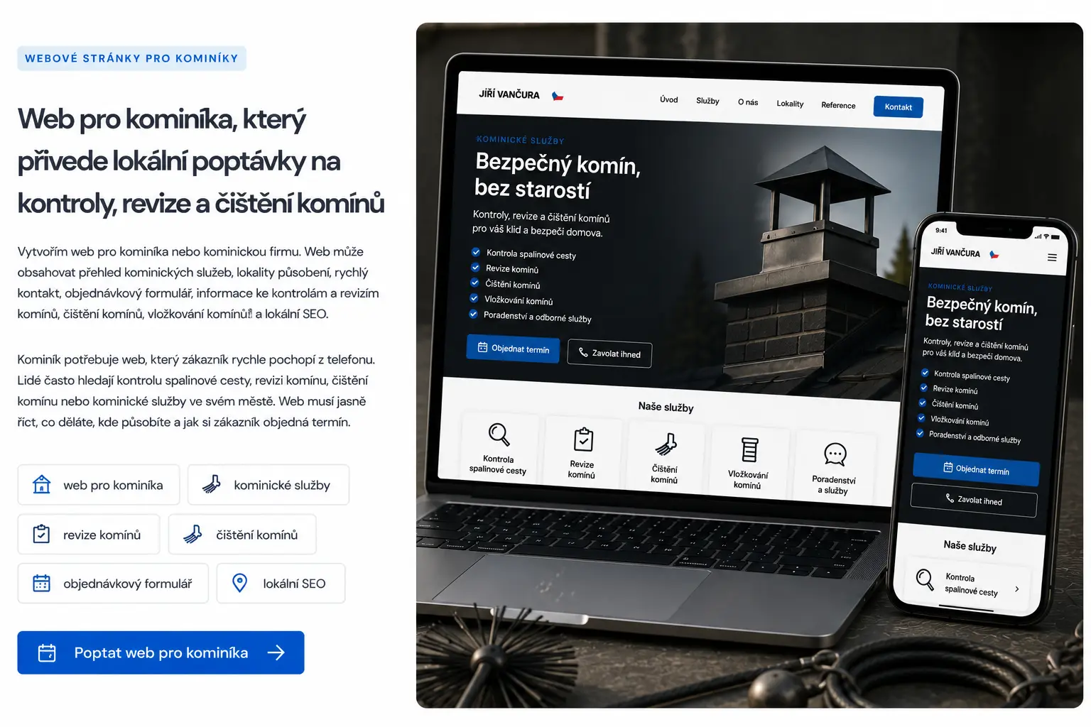 Ukázka webu pro kominíka