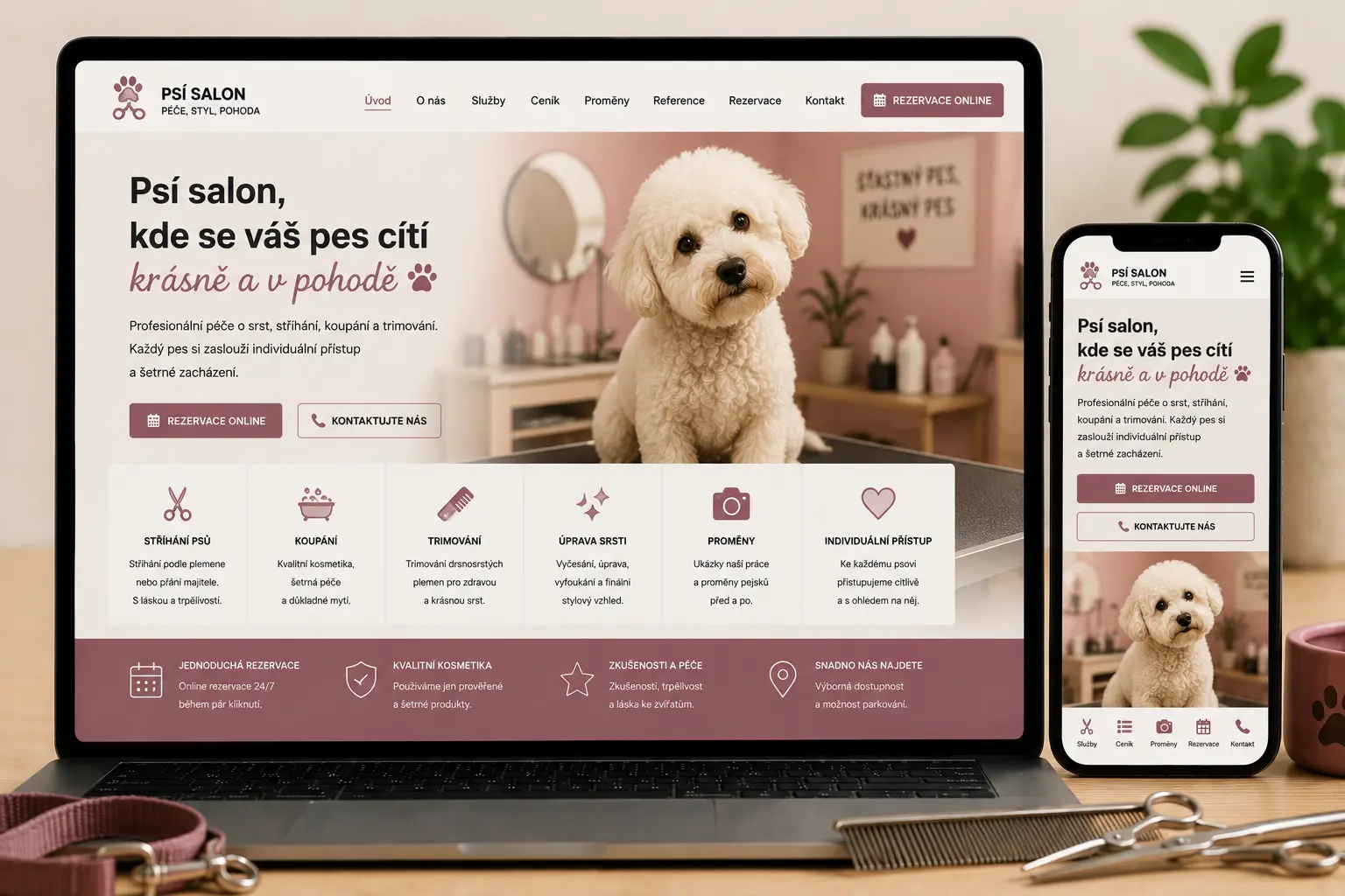 Ukázka webu pro psí salon