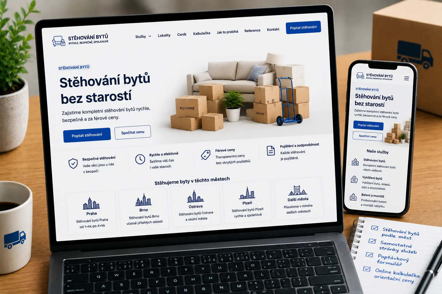Web pro stěhování bytů