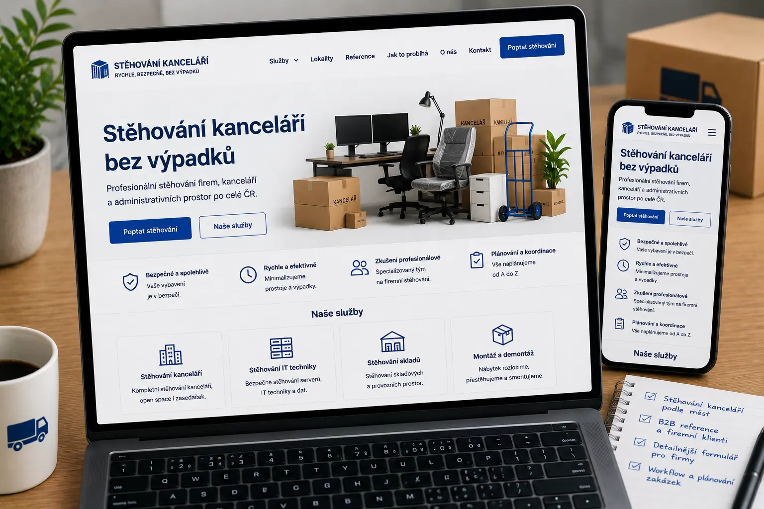 Web pro stěhování kanceláří
