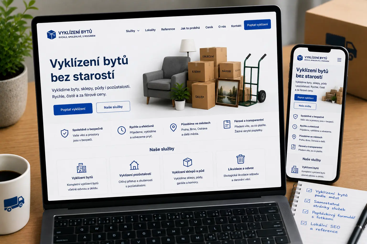 Web pro vyklízení bytů