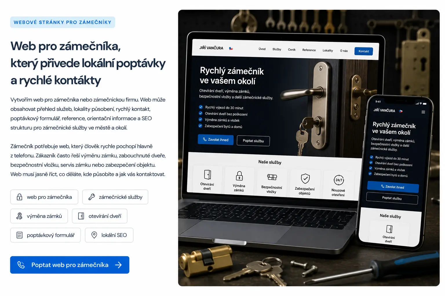 Ukázka webu pro zámečníka